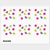 Sticker Carré Oiseaux colorés mignons (Feuille)