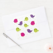 Sticker Carré Oiseaux colorés mignons (Enveloppe)