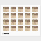Sticker Carré Oiseaux d'automne violet Feuille Enveloppe Mariage (Feuille)
