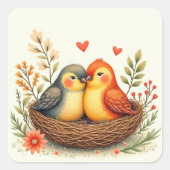 Sticker Carré Oiseaux de l'amour (Devant)