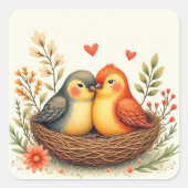 Sticker Carré Oiseaux de l'amour (Devant)