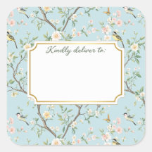 Oiseaux et Fleurs de Chinoiserie Bleue