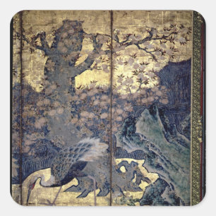 Sticker Carré Oiseaux et fleurs des Quatre Saisons