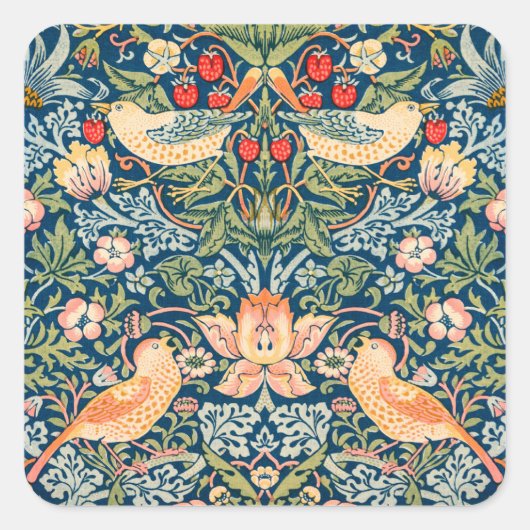 Sticker Carré Oiseaux & Fleurs Wm Morris (Devant)