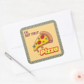 Sticker Carré Ok, Mais First PIZZA - Fun Foody (Enveloppe)