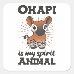 Sticker Carré Okapi est mon animal d'esprit - Okapis sont mignon