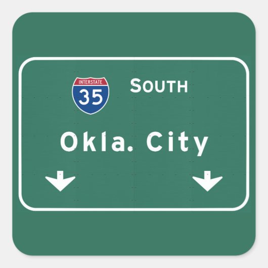 Sticker Carré Oklahoma City ok Autoroute Interstate Freeway : (Devant)