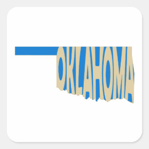 Sticker Carré Oklahoma Nom de l'État Mot Art Jaune