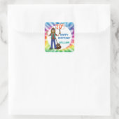 Sticker Carré Old Hippie Hippy Tie Dye 70e anniversaire (Sac)