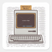 Sticker Carré Old School Rules Retro Computer Jeu sur (Devant)