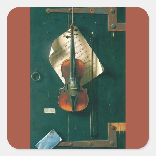 Sticker Carré Old Violon Still Life par William Michael Harnett (Devant)