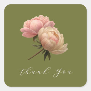 Sticker Carré Olive   Rose chic Merci Mariage