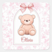Sticker Carré Olivia | Conception personnalisée d'ours en peluch (Devant)