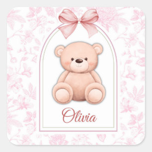 Sticker Carré Olivia   Conception personnalisée d'ours en peluch