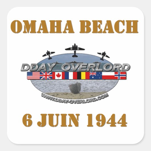 Sticker Carré Omaha Beach 1944 (Devant)