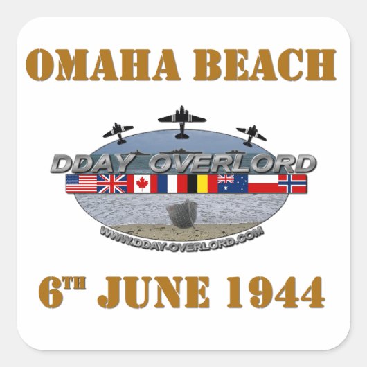 Sticker Carré Omaha Beach 6th June 1944 (Devant)