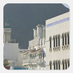 Sticker Carré Oman, Muscat, Mutrah. Mosquée de Mutrah Corniche e