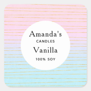 Sticker Carré Ombre bleu rose avec bougie Gold Lines Business