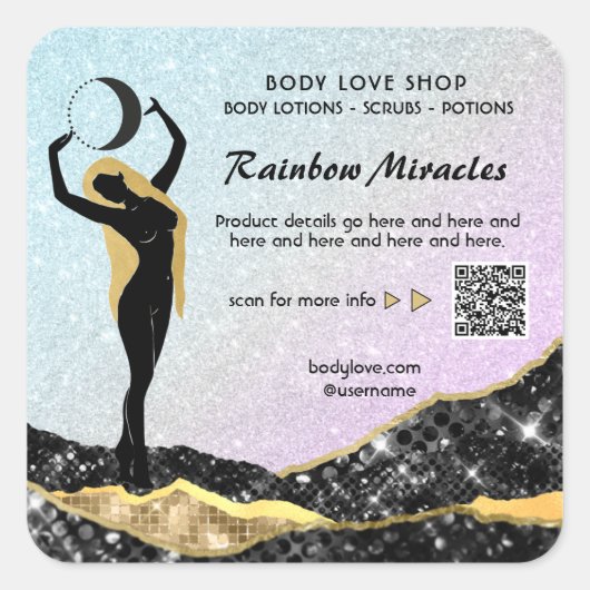 Sticker Carré *~* Ombre Goddess Intention Spell AP24 Rainbow Squ (Devant)