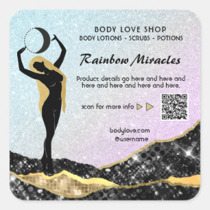 Sticker Carré *~* Ombre Goddess Intention Spell AP24 Rainbow Squ