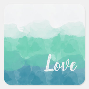 Sticker Carré Ombre Turquoise Blue et Neo Mint Love