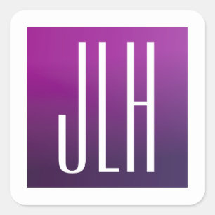 Sticker Carré Ombre Violet & Initiales ou autre Texte Blanc