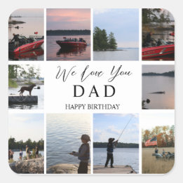 Sticker Carré On aime papa | 10 Photos personnalisables pour ann