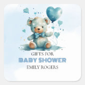 Sticker Carré On Peut Attendre L'Ours Bleu Teddy (Devant)