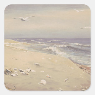 Sticker Carré On the Beach (1879) - Art côtier Vintage