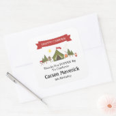 Sticker Carré One Happy Camper Boys Birthday  (Enveloppe)