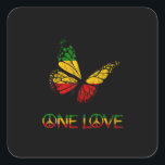 Sticker Carré One Love Butterfly Rasta Reggae<br><div class="desc">One Love Butterfly Rasta Reggae</div>