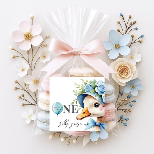 Sticker Carré One Silly Goose Boy Birthday 