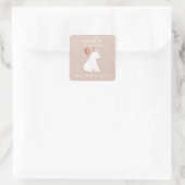 Sticker Carré Onederland Pink Polar Bear 1er anniversaire (Sac)