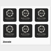 Sticker Carré Onyx Grace Black and Ivory Wedding (Feuille)