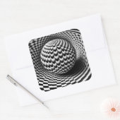 Sticker Carré Op Art Noir Et Blanc (Enveloppe)