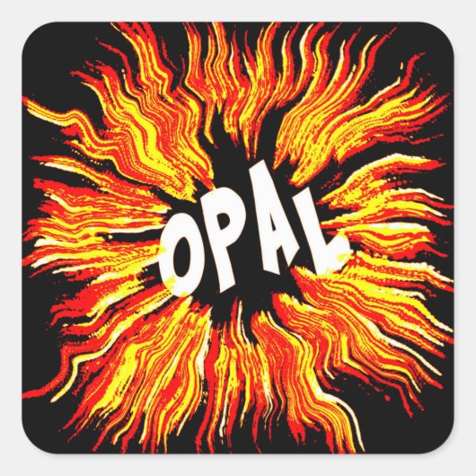 Sticker Carré Opale Nom étoile en feu (Devant)
