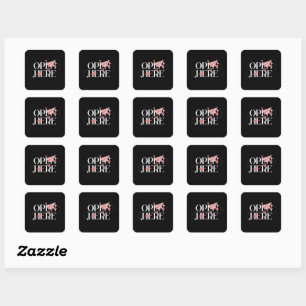 Sticker Carré Open Here" — Chic Pink Bird Envelope Seal