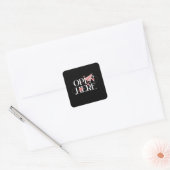 Sticker Carré Open Here" — Chic Pink Bird Envelope Seal (Enveloppe)