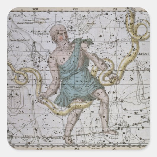 Sticker Carré Ophiuchus ou Serpentarius, de 'Un Atlas Céleste (Devant)