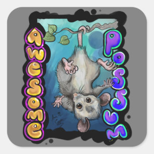 Sticker Carré Opossum impressionnant !