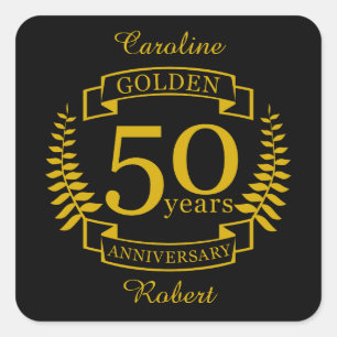Sticker Carré OR 50 ans Anniversaire Mariage 50 ans tous