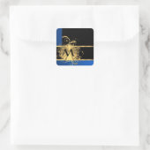 Sticker Carré Or bleu et monogramme noir (Sac)
