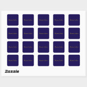 Sticker Carré Or & Bleu Foncé Professionnel Nom Propre Simple (Feuille)