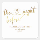 Sticker Carré Or Élégant La Nuit Avant Mariage (Devant)