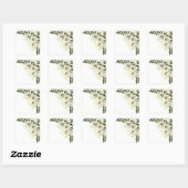 Sticker Carré or et fleurs blanches verdure mariage (Feuille)