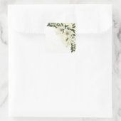 Sticker Carré or et fleurs blanches verdure mariage (Sac)