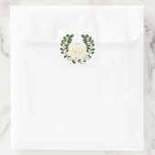Sticker Carré or et fleurs blanches verdure mariage de couronne (Sac)