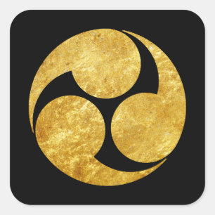 Sticker Carré Or japonais de faux de clan de Kobayakawa lundi