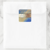 Sticker Carré Or métal brillant marbre bleu moderne chic (Sac)
