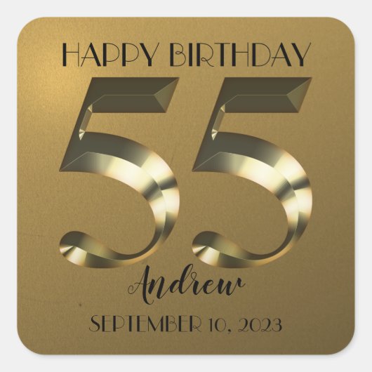 Sticker Carré Or métallique 55e anniversaire (Devant)